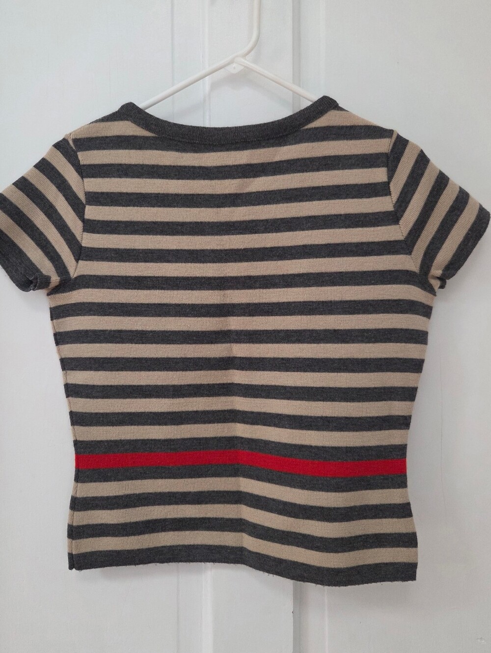 Vintage 40s Geistex Wool Striped Short Sleeve Sweater S